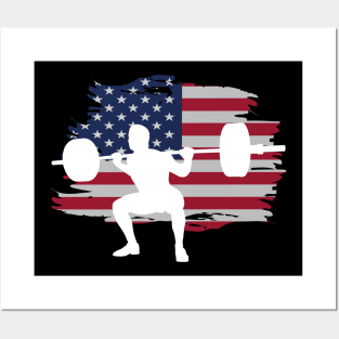 Squats - Powerlifting USA Flag Posters and Art